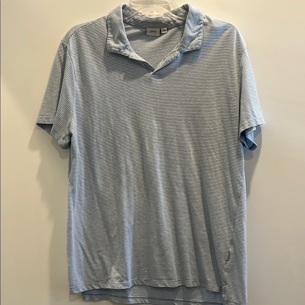 ONIA Men's Striped Blue Polo Shirt- size large
